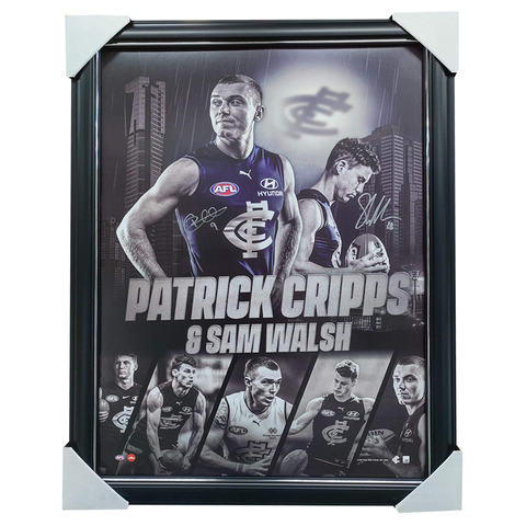 Patrick Cripps & Sam Walsh Signed Carlton AFL Print Framed - 5938