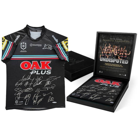 Penrith Panthers Signed 2023 NRL Premiers Official Team Jersey in Box - 5692
