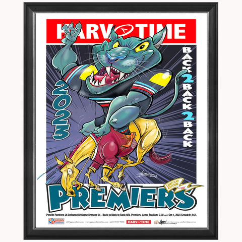 Penrith Panthers 2023 NRL Premiers L/E Harv Time Print Framed – 5630