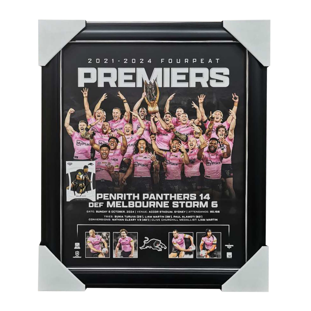 Penrith Panthers 2024 NRL Premiers Official Print Framed + Signed Brian To'o Card - 6079