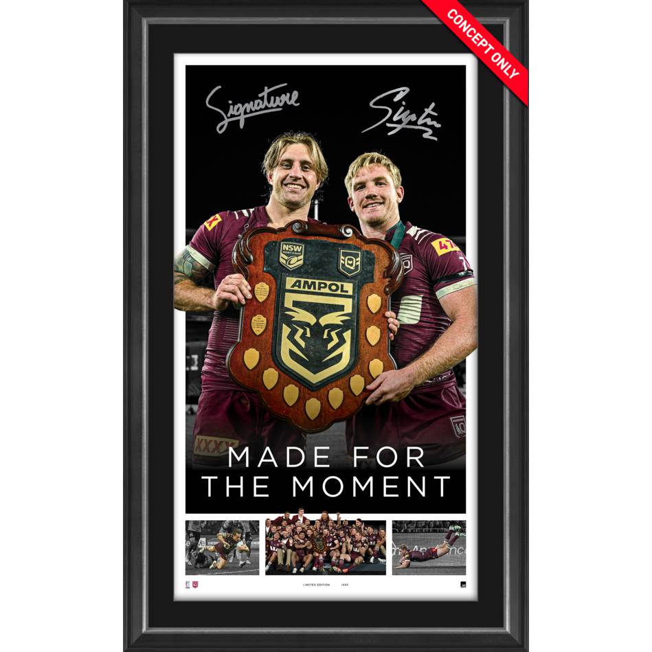 Queensland 2025 State of Origin Official Dual Signed Litho Framed Munster & Dearden - 7191
