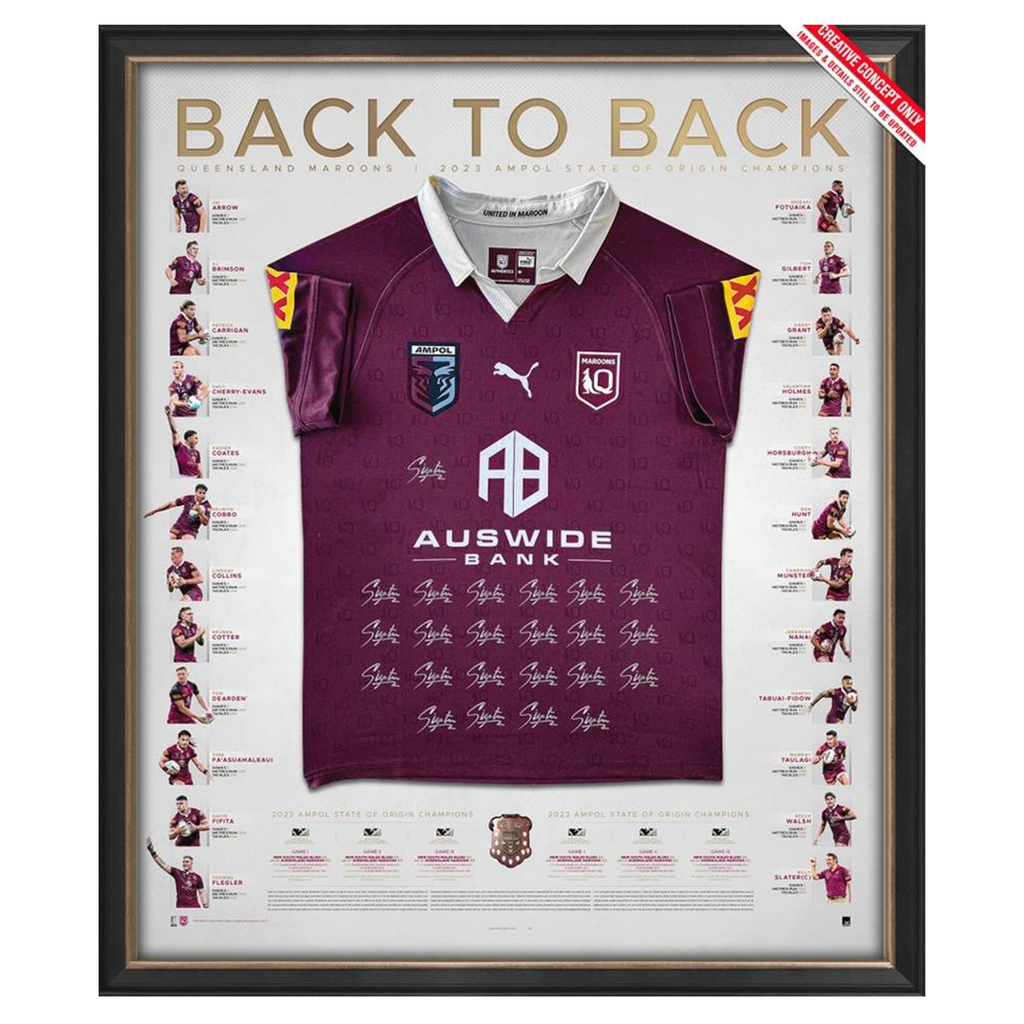 Queensland Maroons 2023 Champions Deluxe Jersey Display Framed - 5536