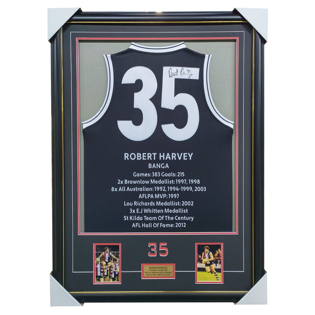 Robert Harvey St Kilda Career Signed Jumper Framed With Photos - 5943