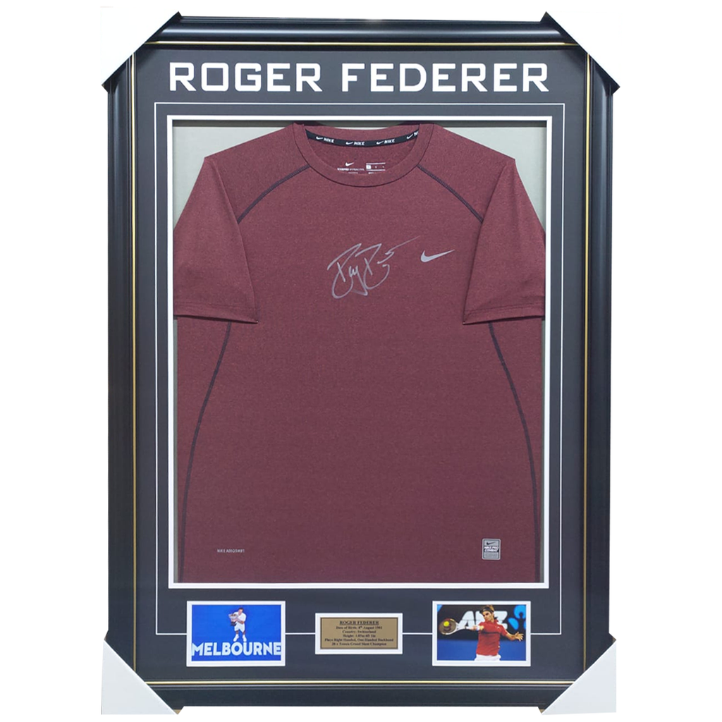 Roger Federer Signed Nike Jersey Framed 20 x Tennis Gram Slam Champion - 7149