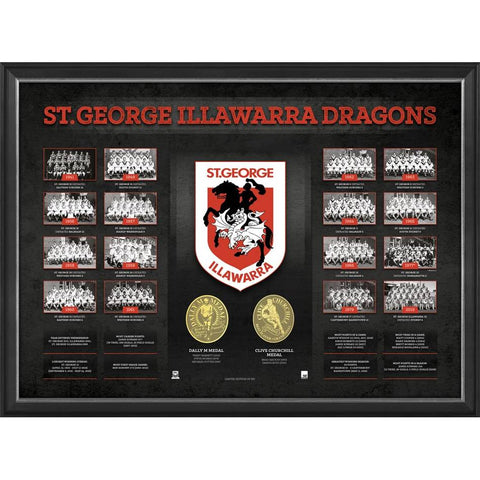 St George Illawarra Dragons the Historical Series Montage Print Framed NRL - 1841