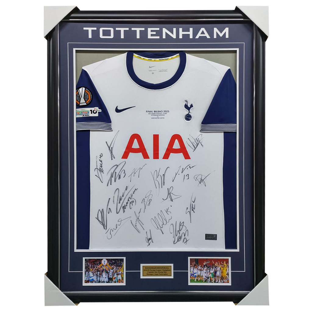Tottenham Hotspurs 2025 Europa League Champions Team Signed Jersey Framed - 7202