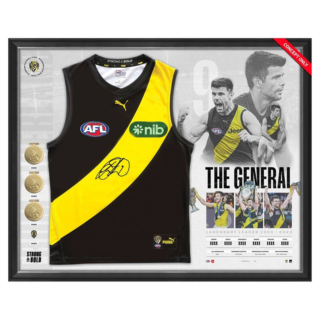 Trent Cotchin Signed Richmond Official AFL Career Retrospective Guernsey Display Framed - 5575