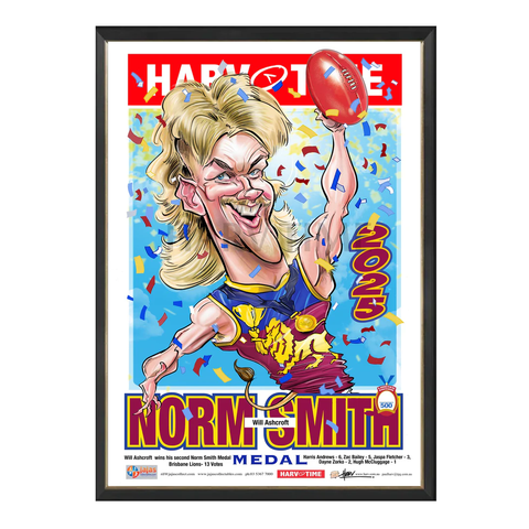 Will Ashcroft, 2025 Norm Smith Medal Poster, Harv Time Print Framed - 7277