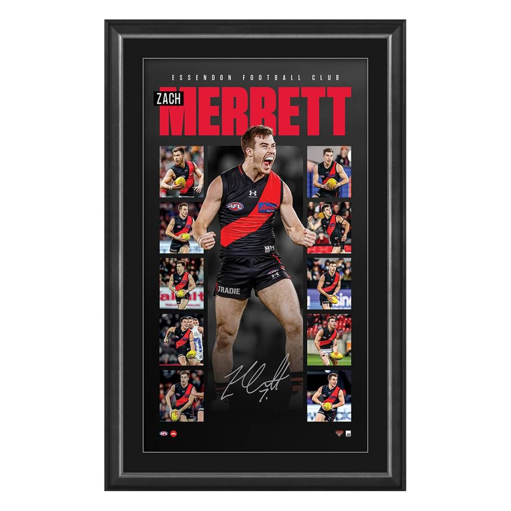 Zach Merrett Signed Essendon Official AFL Vertiramic Framed - 5914