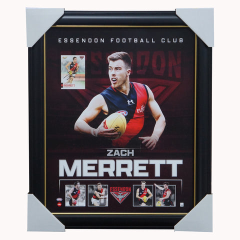 Zach Merrett Essendon 2023 Official AFL Sportsprint Framed + Signed Card - 5530