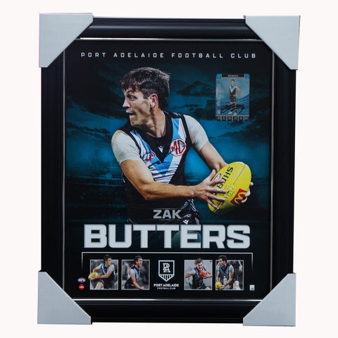 Zak Butters Port Adelaide Official AFL Sportsprint Framed + Signed Card - 5538