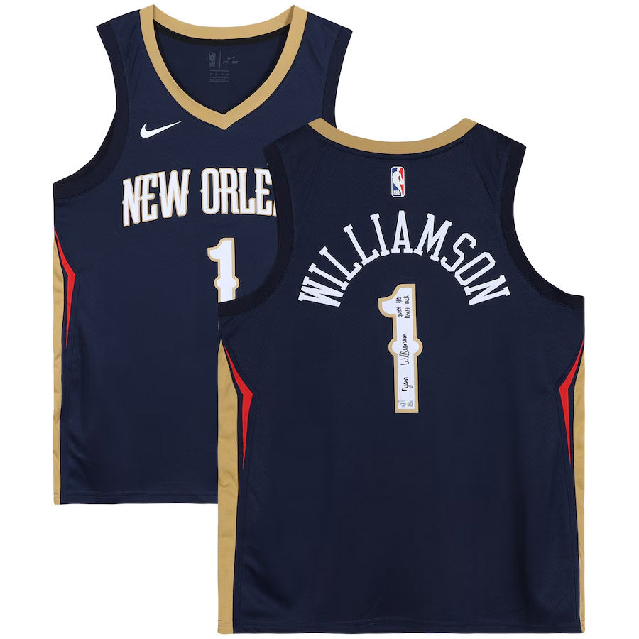 Zion Williamson New Orleans Pelicans Autographed Blue Nike Swingman Fanatics Jersey with "2019 #1 Draft Pick" Inscription - 7044