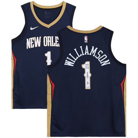 Zion Williamson New Orleans Pelicans Autographed Blue Nike Swingman Fanatics Jersey with "2019 #1 Draft Pick" Inscription - 7044