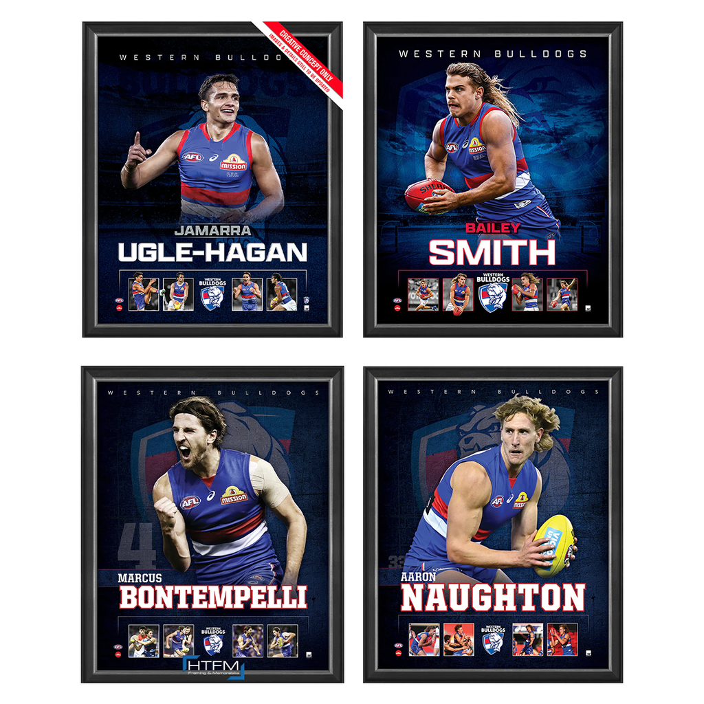 Western Bulldogs Package Official Licensed Afl Prints Framed Jamarra Smith Naughton Bontempelli - 5525