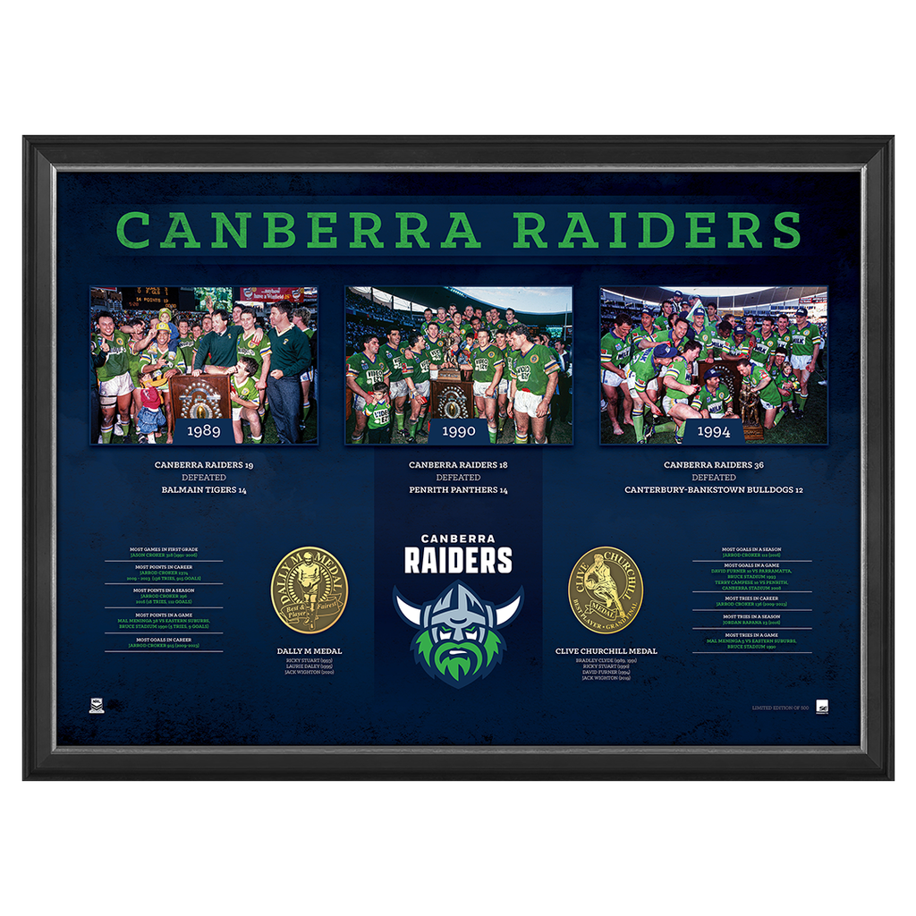 Canberra Raiders The Historical Series Official NRL Montage Print Framed - 5843