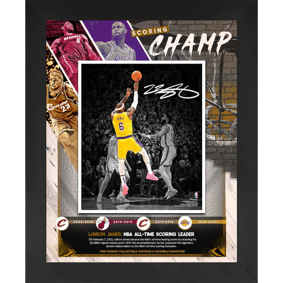 LeBron James Facsimile Framed 16" x 20" NBA All-Time Scoring Record Photo Collage Framed - 5551