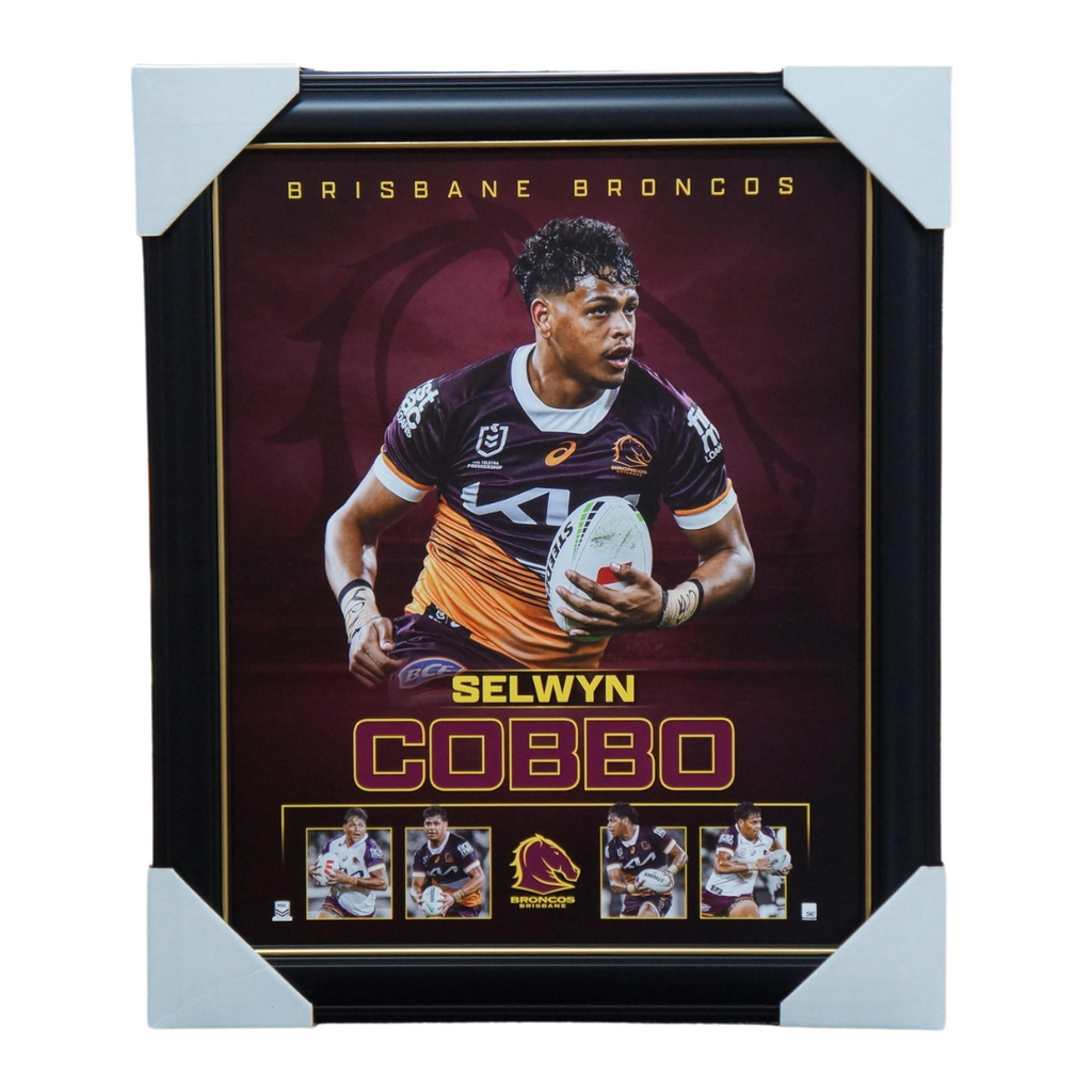 Selwyn Cobbo Brisbane Broncos Official NRL Player Print Framed - 7130