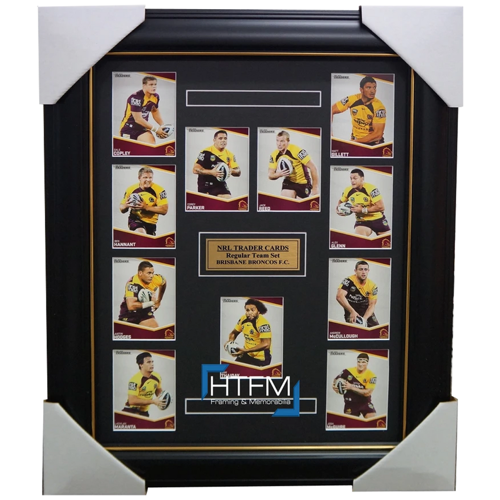 2014 Brisbane Broncos Nrl Traders Rugby League Common Card Complete Set Framed - 1757
