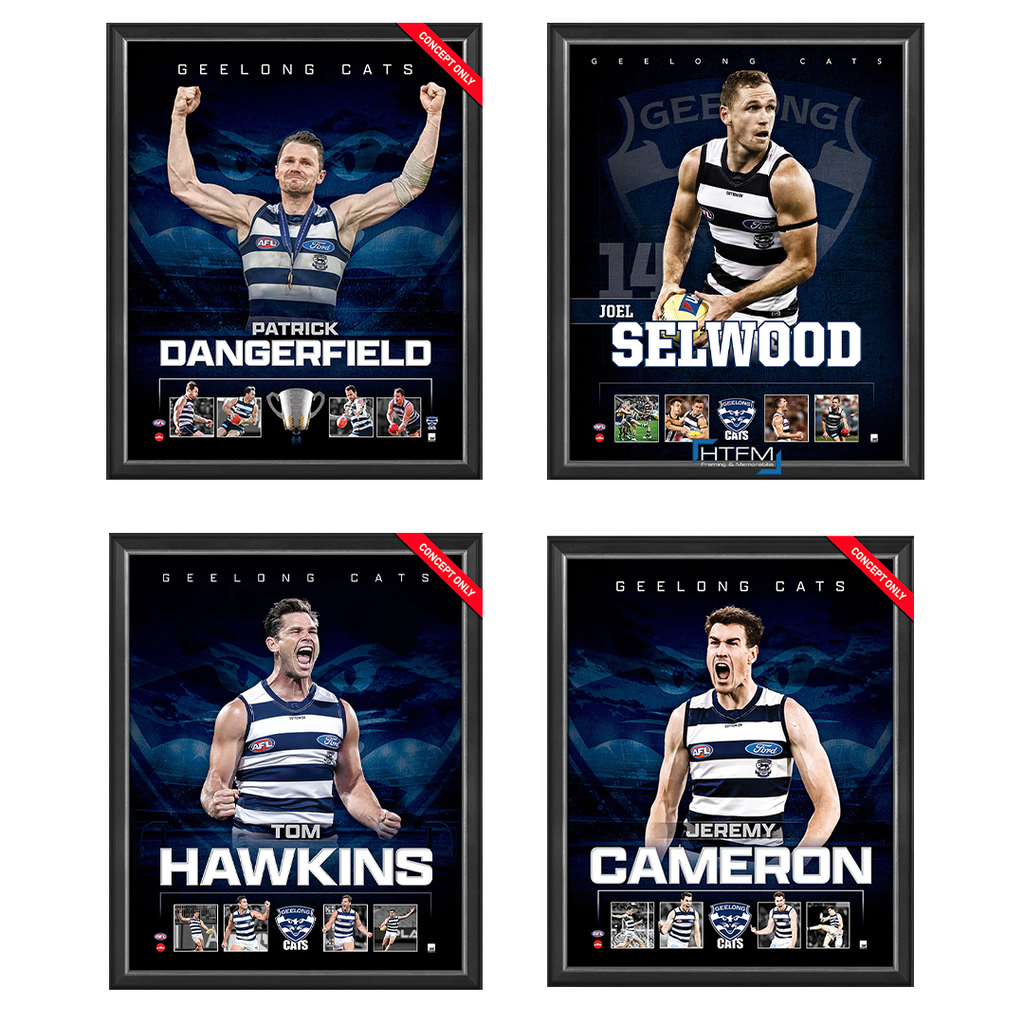 Geelong Package Official Licensed Afl Prints Framed Dangerfield Selwood Cameron Hawkins - 5333