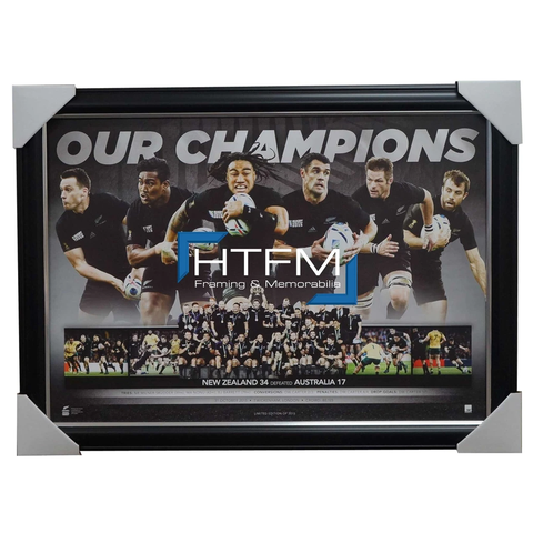 All Blacks 2015 World Cup Rugby Champions Official Sportsprint Framed Carter - 2595