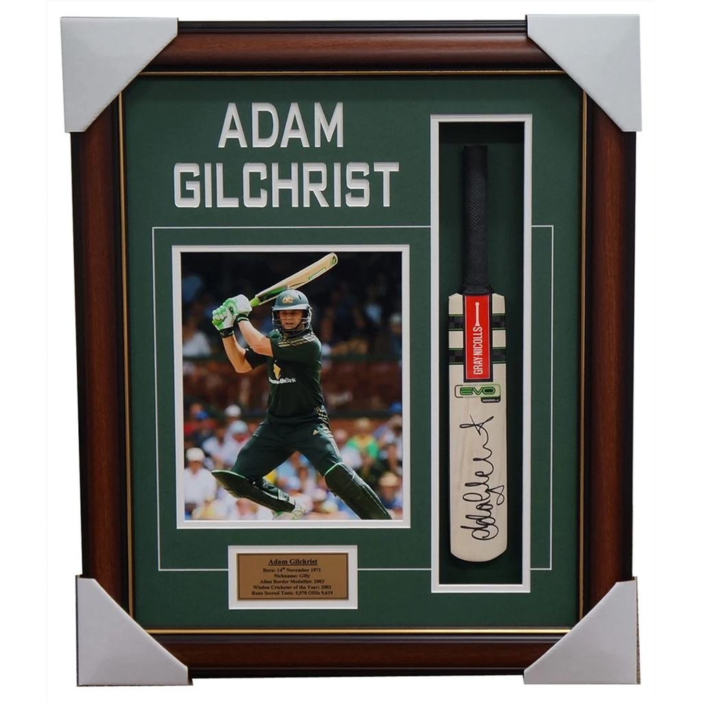 Adam Gilchrist Australia Signed Mini Bat with Photo Framed - 3921