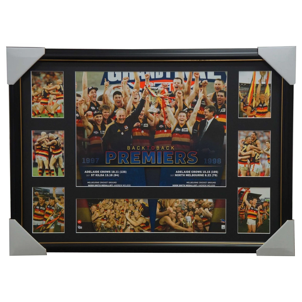 Adelaide Crows 1997 & 1998 Back to Back Premiers Afl Premiergraph Framed Mcleod - 2848