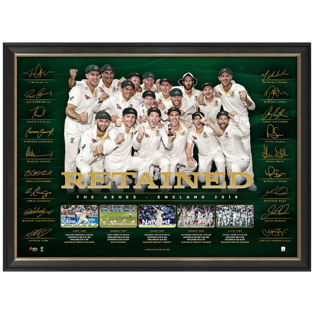 Australia Cricket Ashes Retained 2019 Official Acb Signed Sportsprint Framed - 3776