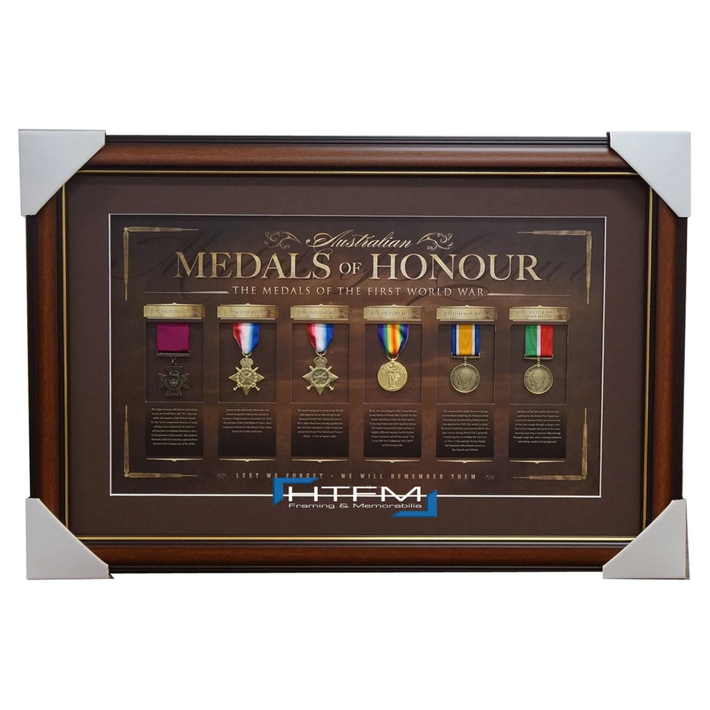 Australia Anzac Replica Medals of Honour L/e Print Framed First World War Ww1 - 1060