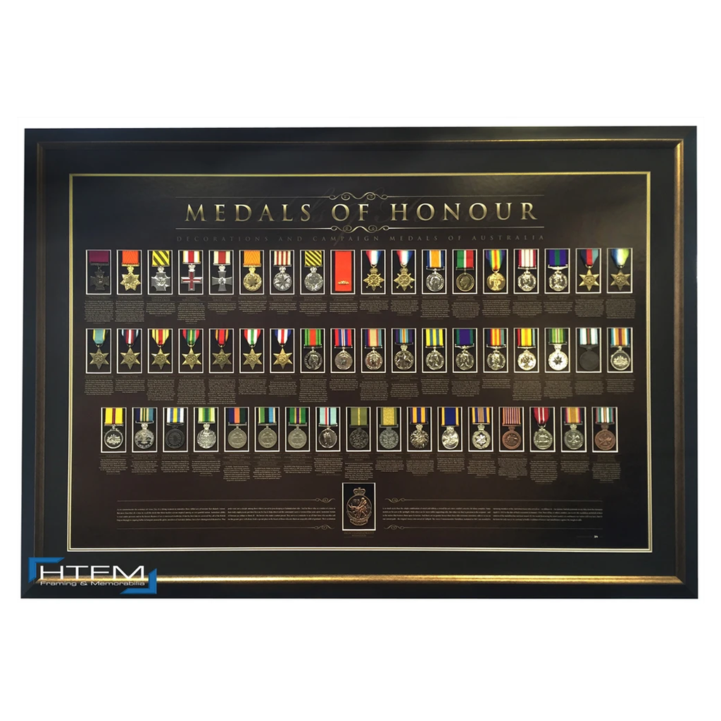 Australia Official Replica Medals + 54 of Honour Complete Set Box Framed World War 1 - 1070