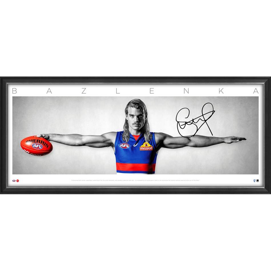 Bailey Smith Signed Western Bulldogs Official AFL Wings Framed "Bazlenka" - 5198