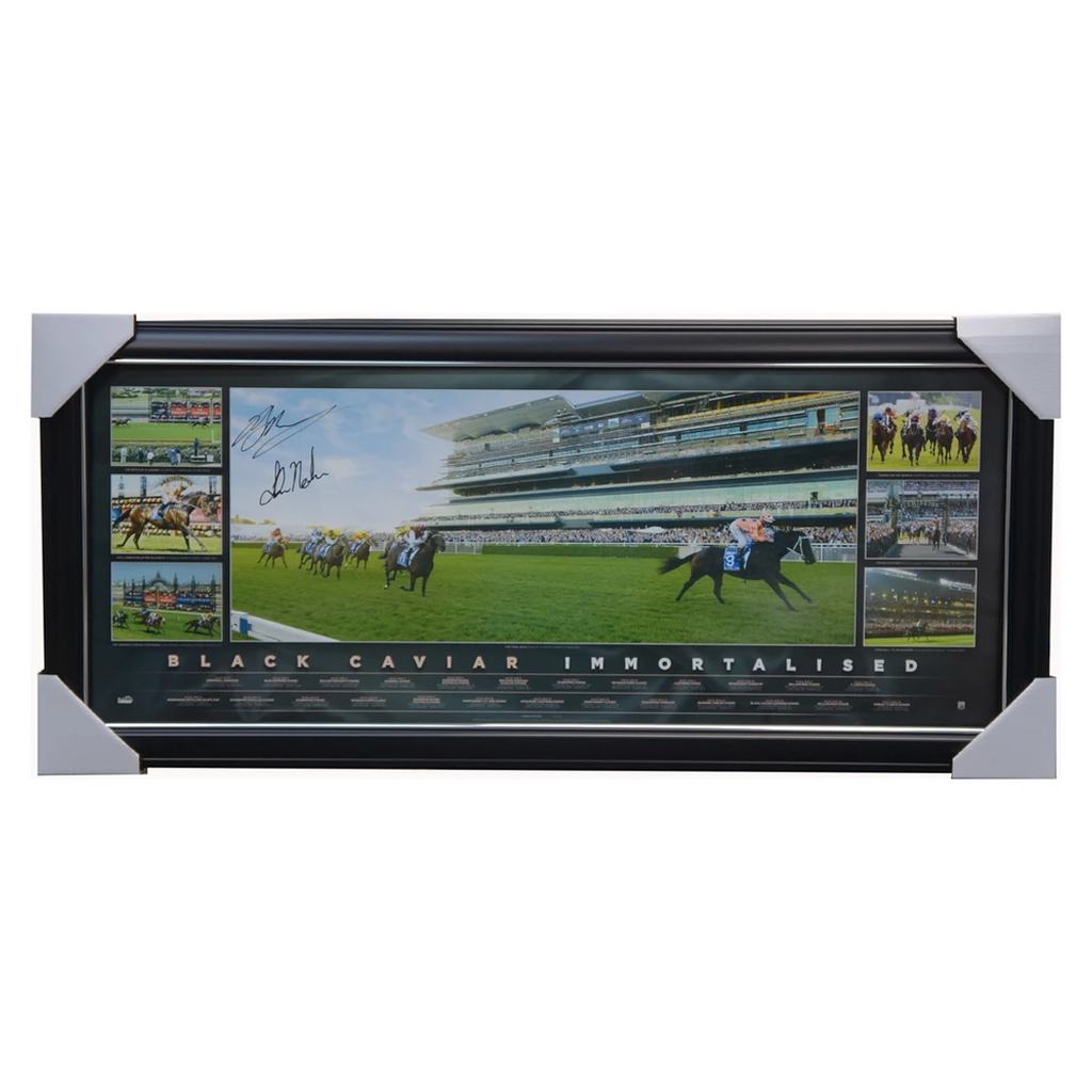 Black Caviar Final Start Panoramic Dual Signed Print Framed Limited Edition - 1294
