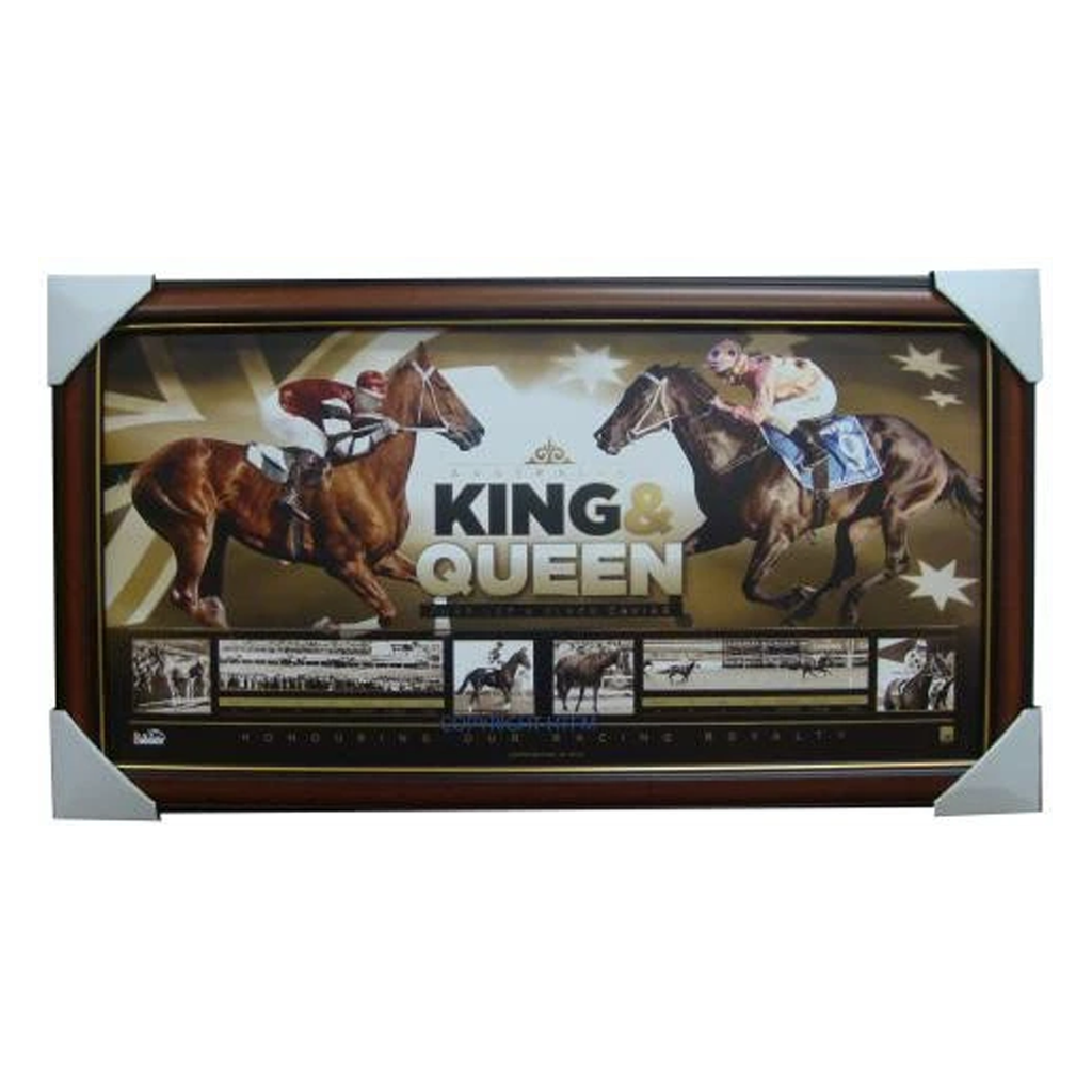 Black Caviar & Phar Lap King & Queen of the Turf Official Licensed Print Framed - 1684