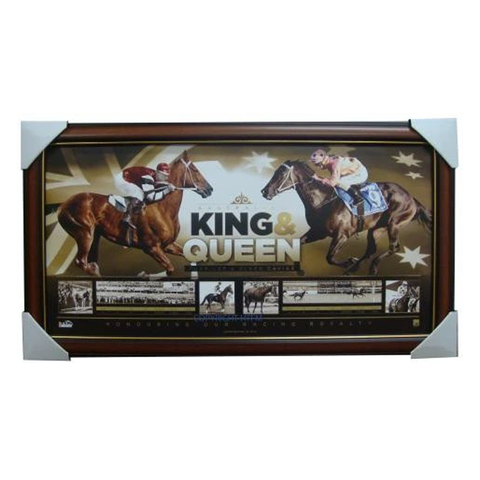 Black Caviar & Phar Lap King & Queen of the Turf Official Licensed Print Framed - 1684