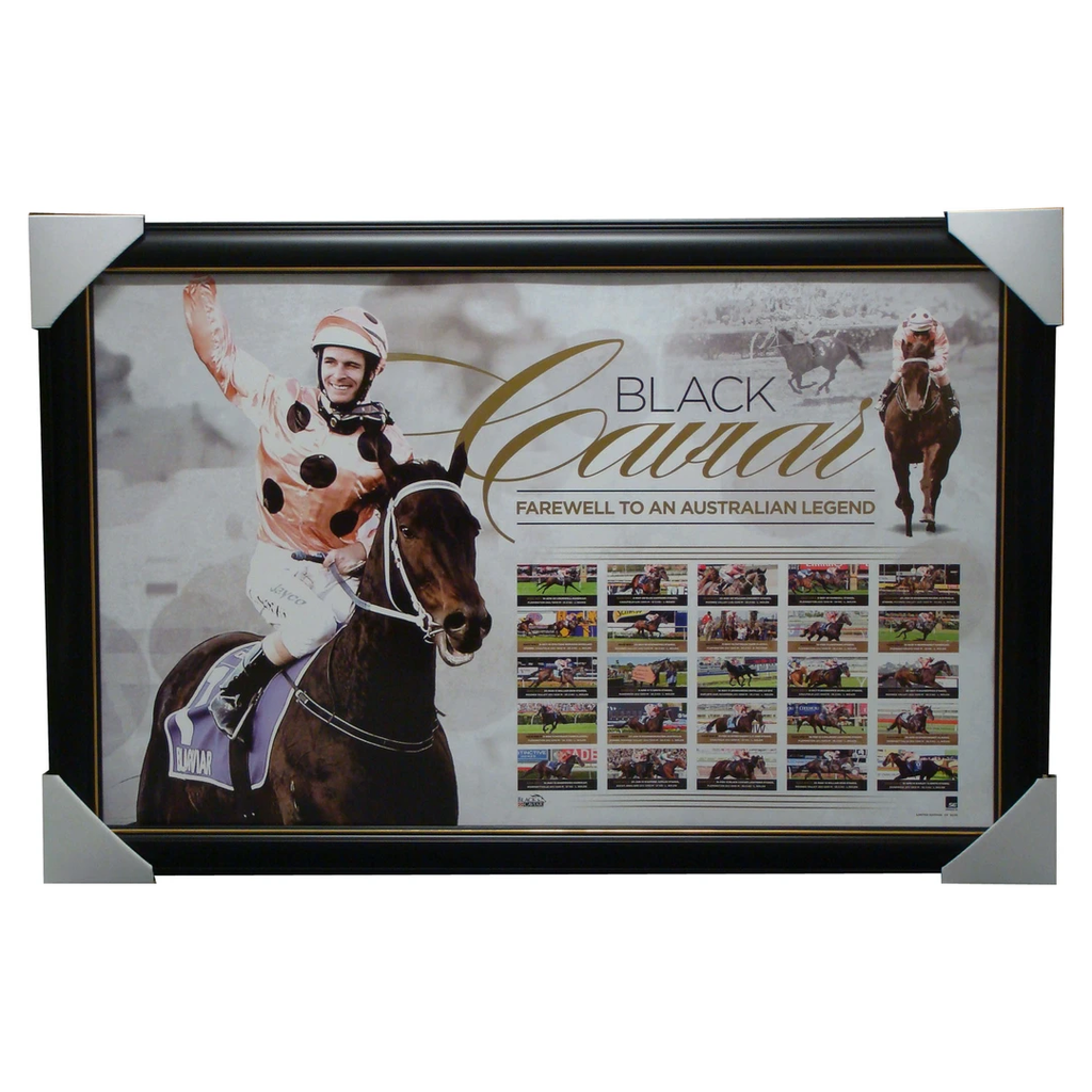 Black Caviar Retirement Print Featuring Each Individual Race Framed - 1296