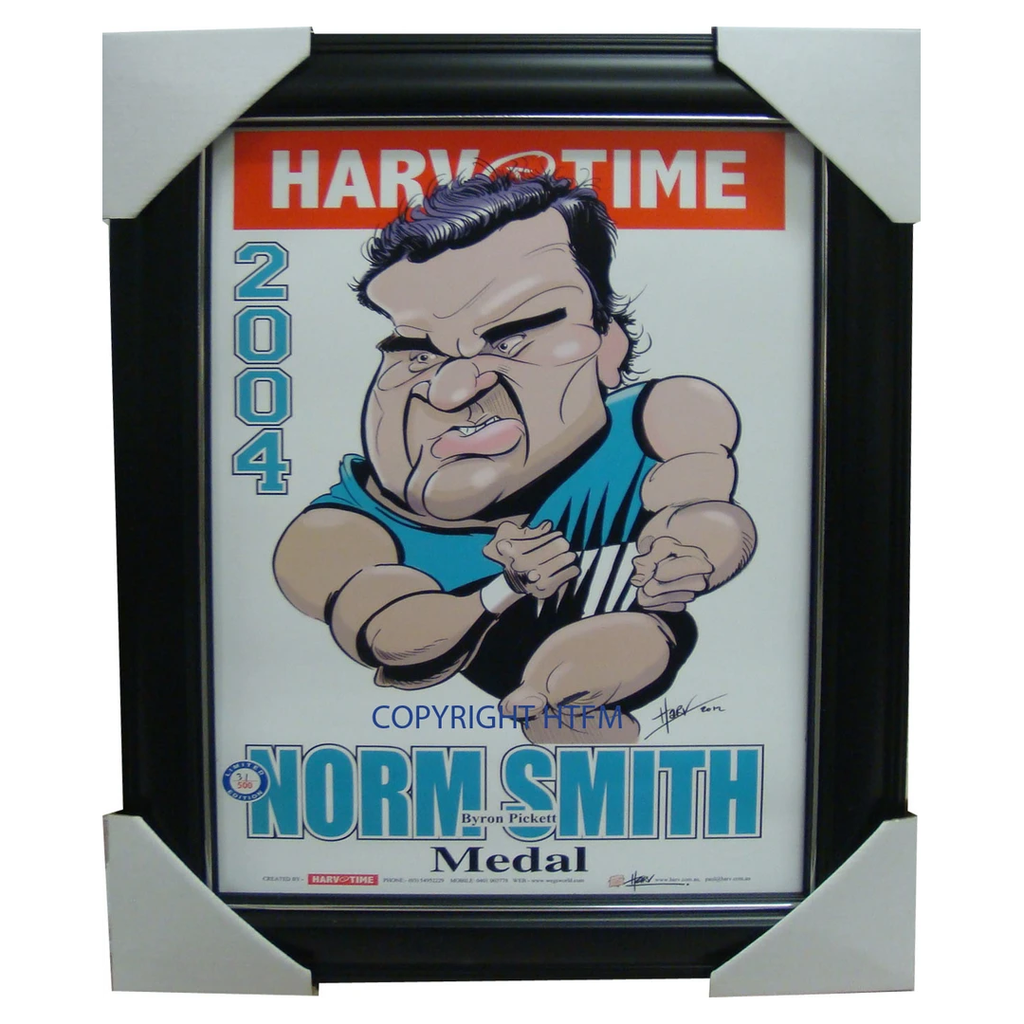 Byron Pickett 2004 Norm Smith Medallist Harv Time L/e Print Framed Port Adelaide - 1579