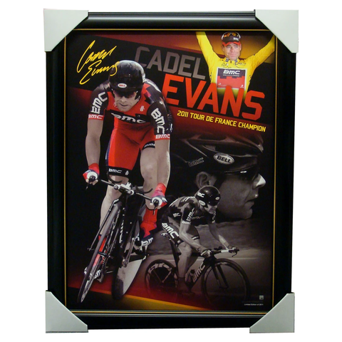 Cadel Evans Tour De France Official Poster Facsimile Signed Framed - 3538
