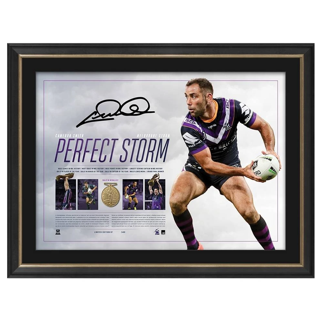 Cameron Smith Signed Melbourne Storm 400 Game L/e Official Nrl Lithograph Framed - 3727