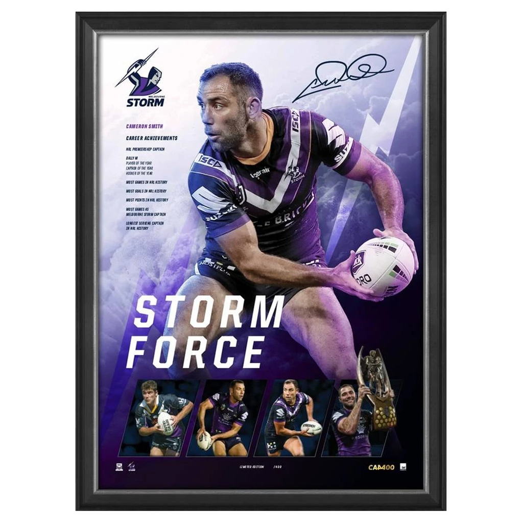 Cameron Smith Signed Storm Force Melbourne Storm 400 Game L/e Official Print Framed - 3728