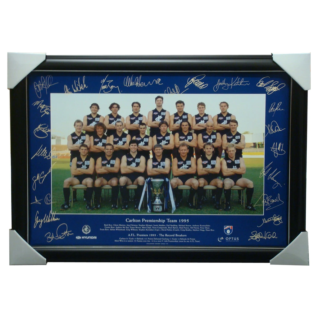 Carlton 1995 Premiers Preprint Official AFL Signed Framed Whole Team - 1425