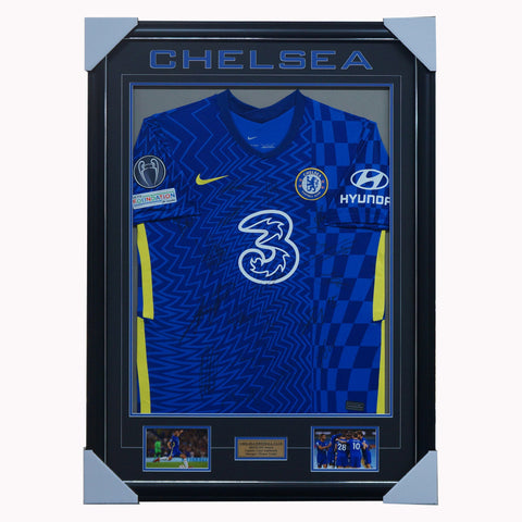 Chelsea Signed 2021/22 Team Signed Jersey Framed Jorginho Lukaka Alonso  + COA - 4980