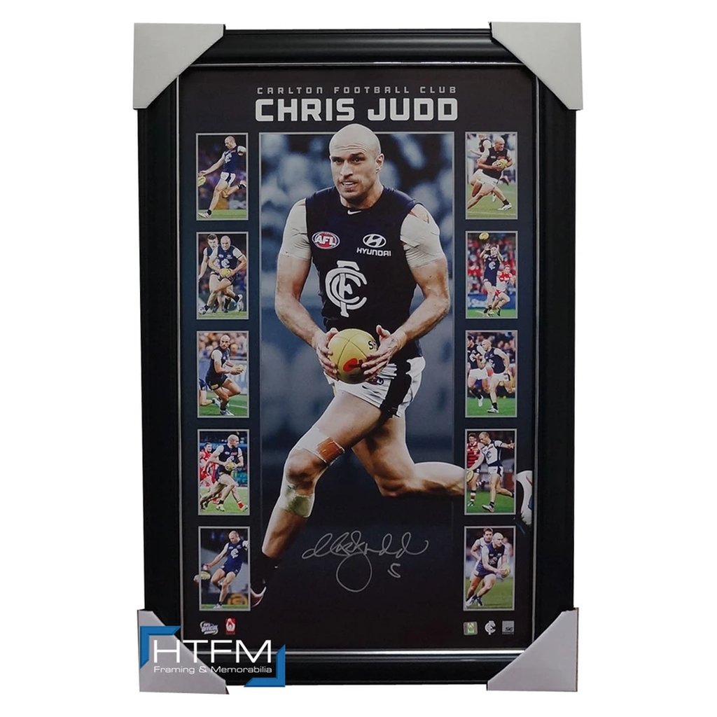 Chris Judd Signed Carlton Vertiramic Print Framed Official Afl Coa Brownlow - 1867