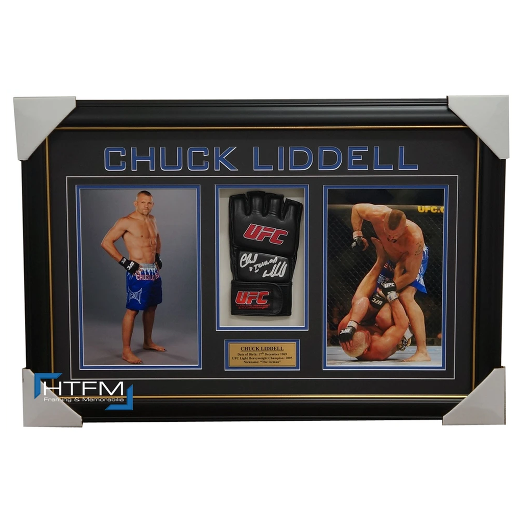 Chuck Liddell Signed Ufc Glove Box Framed With Photos - 1166