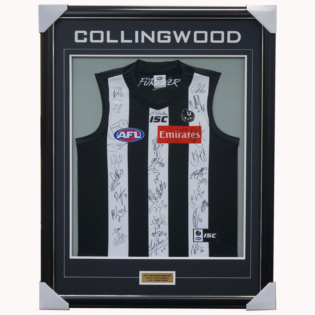 New Collingwood 2019 Signed Official Afl Team Jumper Framed Degoey Elliot + Coa - 3641