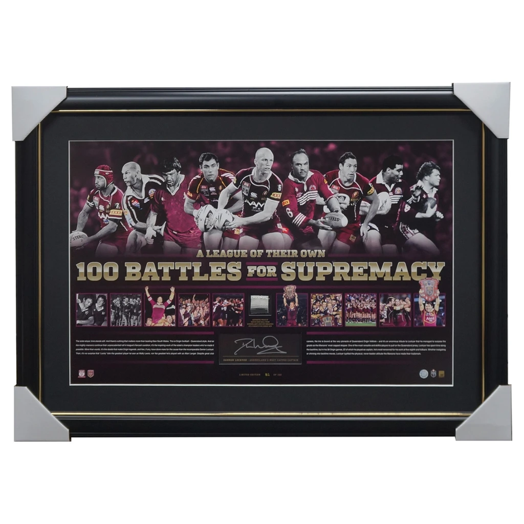 Darren Lockyer Signed Queensland State of Origin 100 Battles of Supremacy NRL Frame - 1947