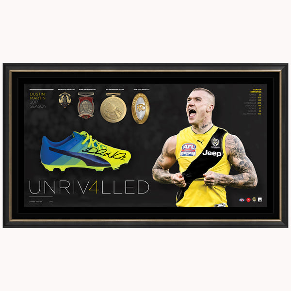 Dustin Martin Signed Richmond 2017 Brownlow Medal Boot Box Framed - 52 – HT  Framing \u0026 Memorabilia