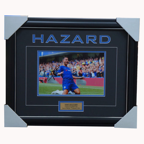 Eden Hazard Signed Chelsea Football Club Photo Framed With Plaque + Coa - 4498