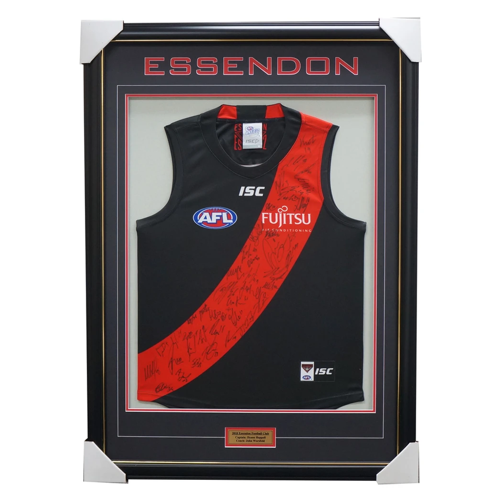 Essendon 2018 Signed Official Afl Team Jumper Framed Dyson Heppell Daniher + Coa - 3404