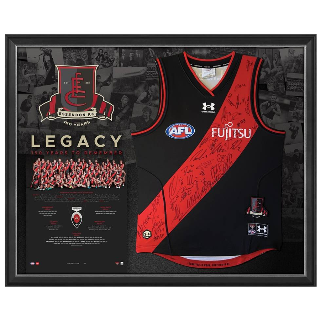 Essendon Football Club 150 Year Anniversary 2022 Team Signed Guernsey Framed - 5229