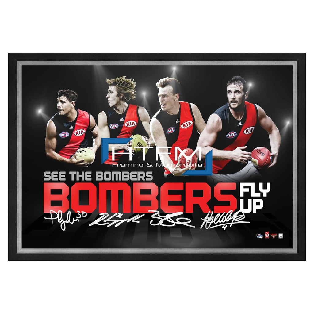 Essendon Four Player Facsimile Afl Official Licensed Print Framed Watson Heppell - 1812