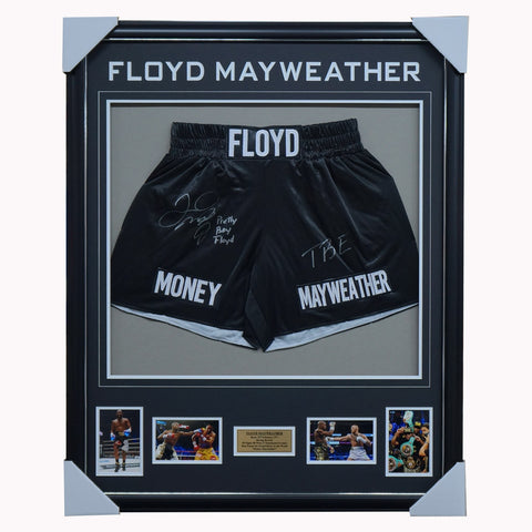 Floyd Mayweather Boxing Champion Signed Trunks Collage Framed + COA - 5183